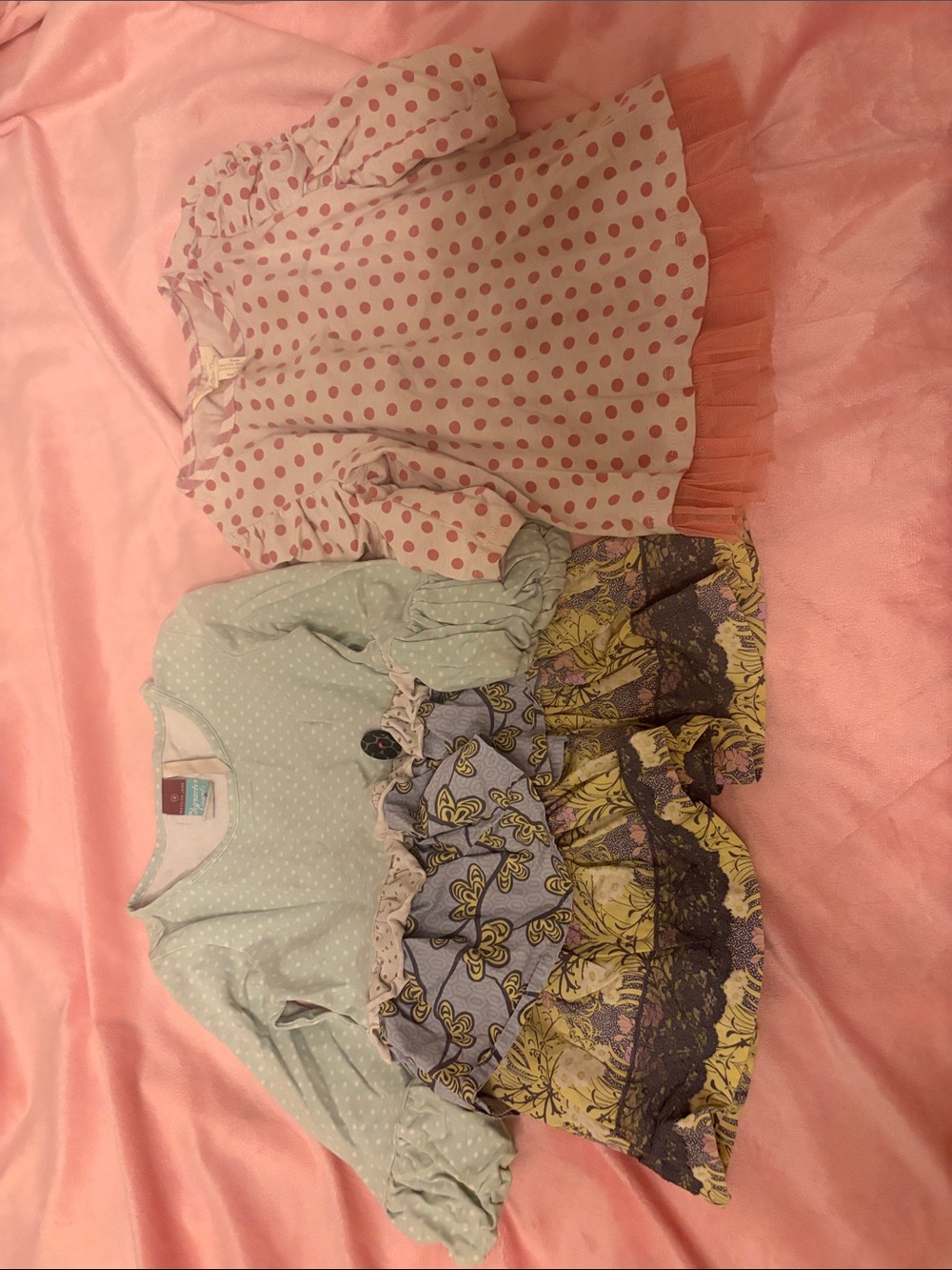 Matilda Jane Pink Polka Dot & Mint Floral Layered Girls' Dresses